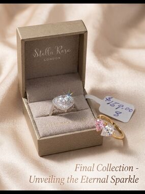 Stella Rose London .925 Sterling Silver Heart Halo Baguette CZ Ring - Size 8